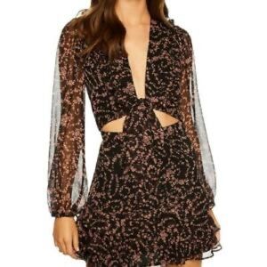 Bardot Black Floral Tie Crop Top (S)